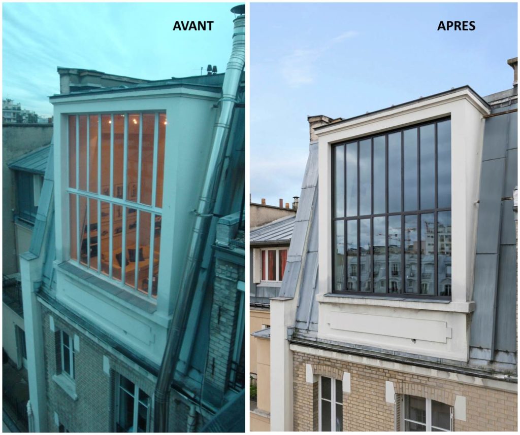 Rénover une ancienne verrière atelier d’artiste en acier sur une façade extérieure